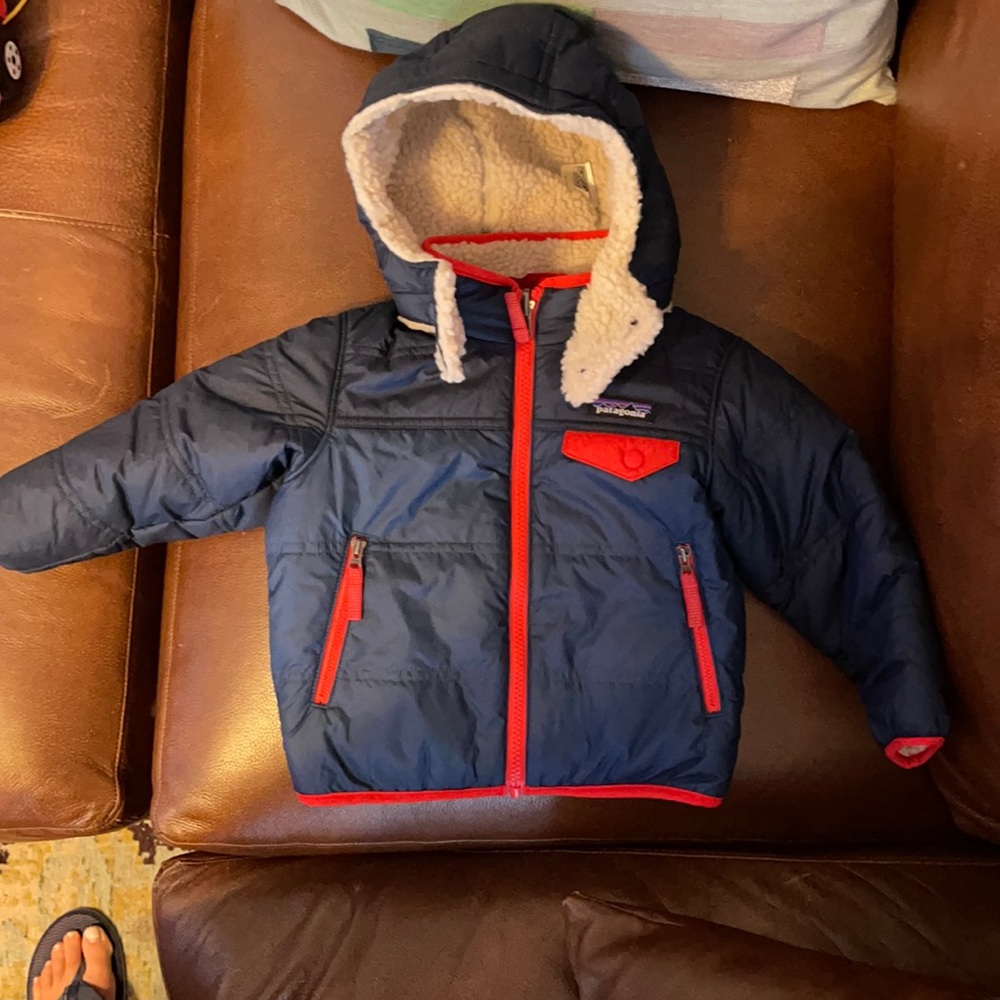 Patagonia Baby Reversible Tribbles Hoody - Stone Blue - 2T